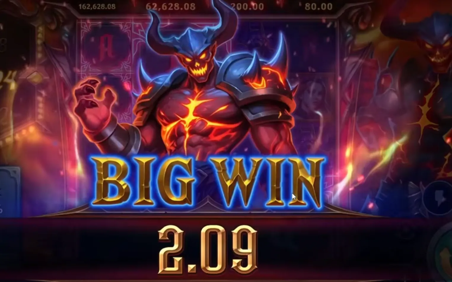 古神巴風特老虎機觸發 BIG WIN，大獎動畫與惡魔角色登場