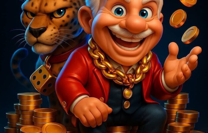 賀禮翁角色形象，微笑拋金幣象徵幸運與財富