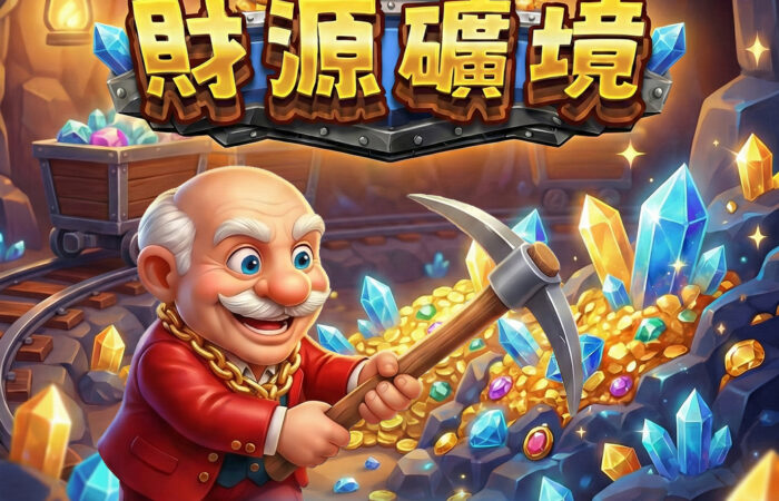 賀禮翁財源礦境老虎機礦工主題與高倍率爆分機制畫面