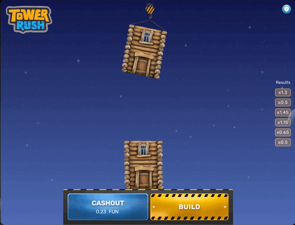 Tower Rush 塔樓衝刺倍率結果畫面，顯示不同倍數回報