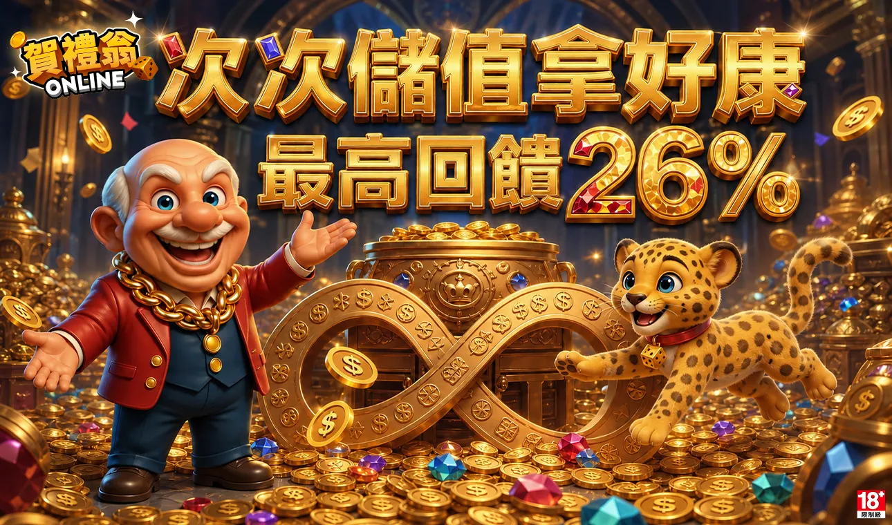賀禮翁每次儲值最高26%回饋活動