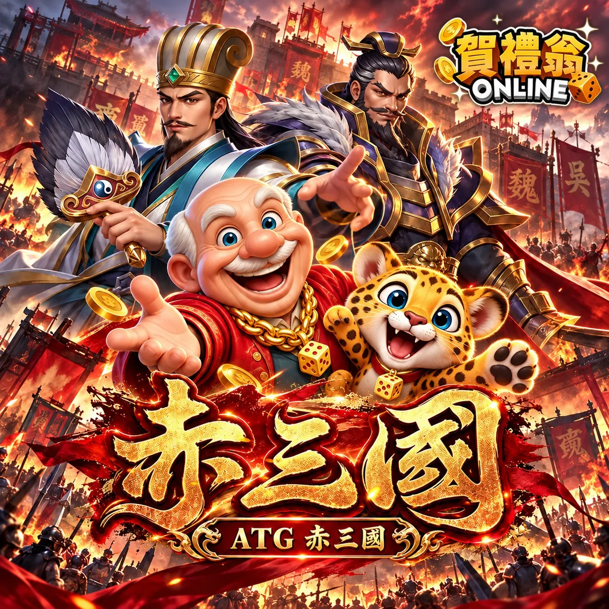 ATG赤三國老虎機遊戲封面｜賀禮翁ONLINE三國武將主題遊戲介紹